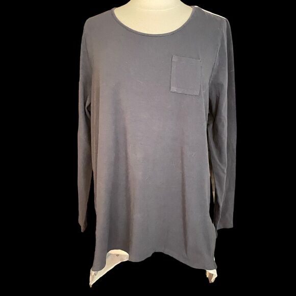 Soft Surroundings Tunic Top Size 1X Plus Long Sleeve Floral Watercolor Back HiLo - Picture 4 of 15